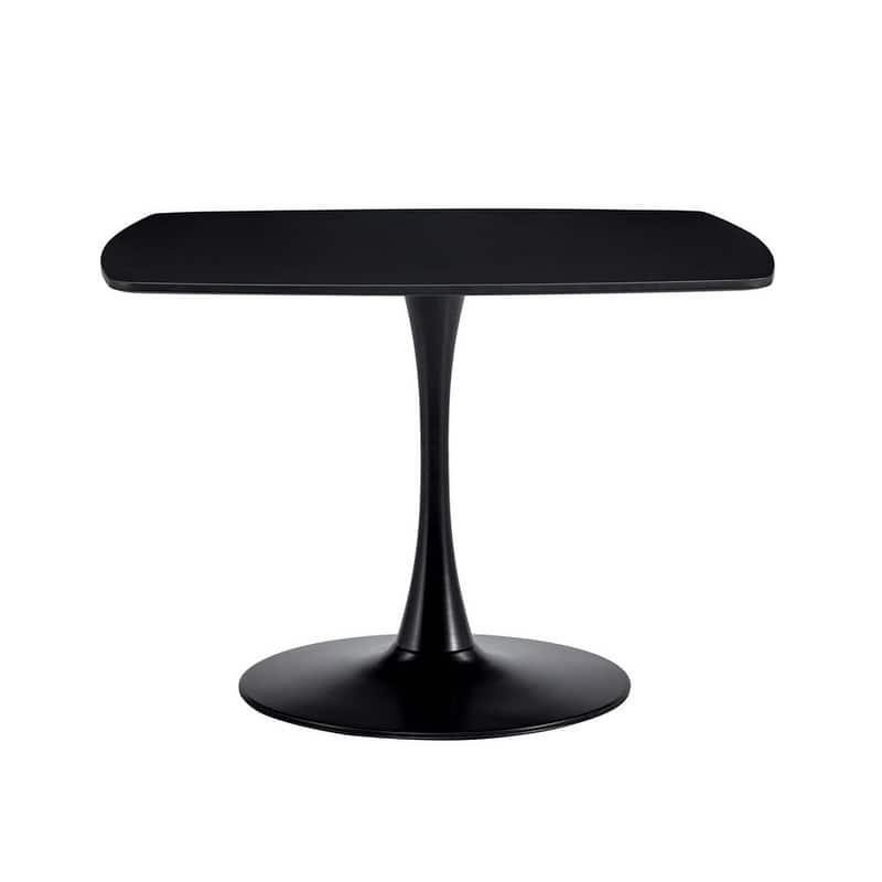 42.1" Round Pedestal Dining Table - Black MDF Top Mid-Century Modern Kitchen Table for Small Spaces, Breakfast Nook