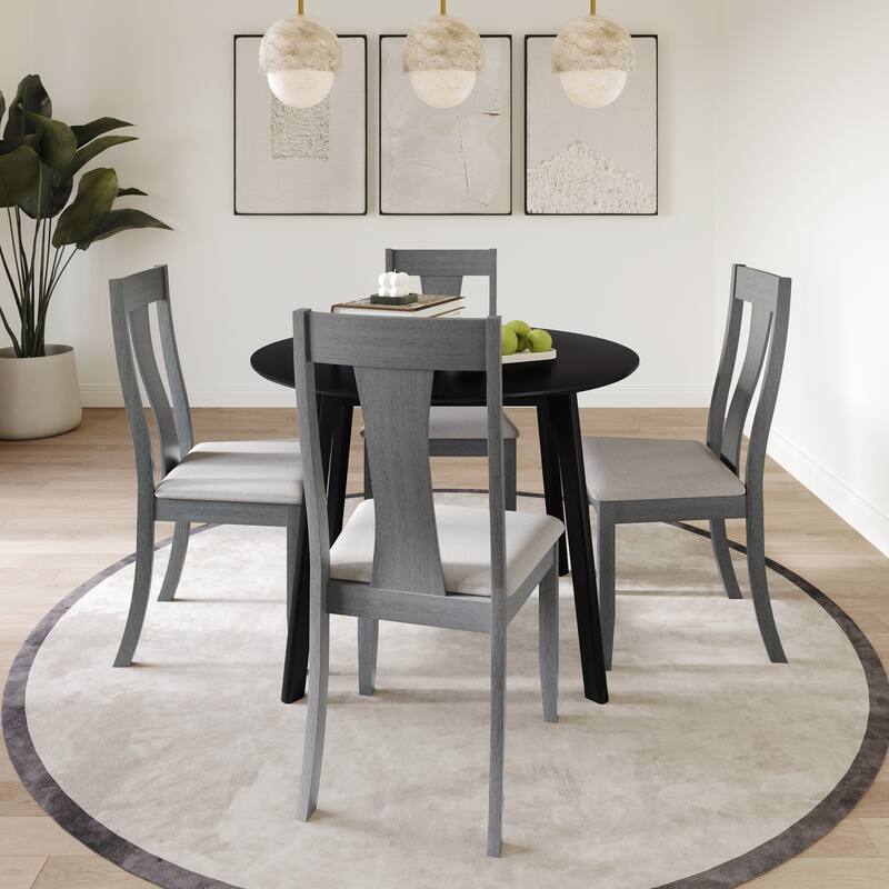 CraftPorch Vintage 4-Piece Chair and Round Table Wooden Dining Set