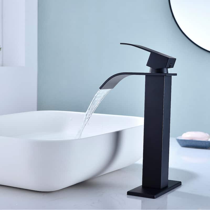 11" Tall Matte Black Single-Handle Single-Hole Basin Faucet