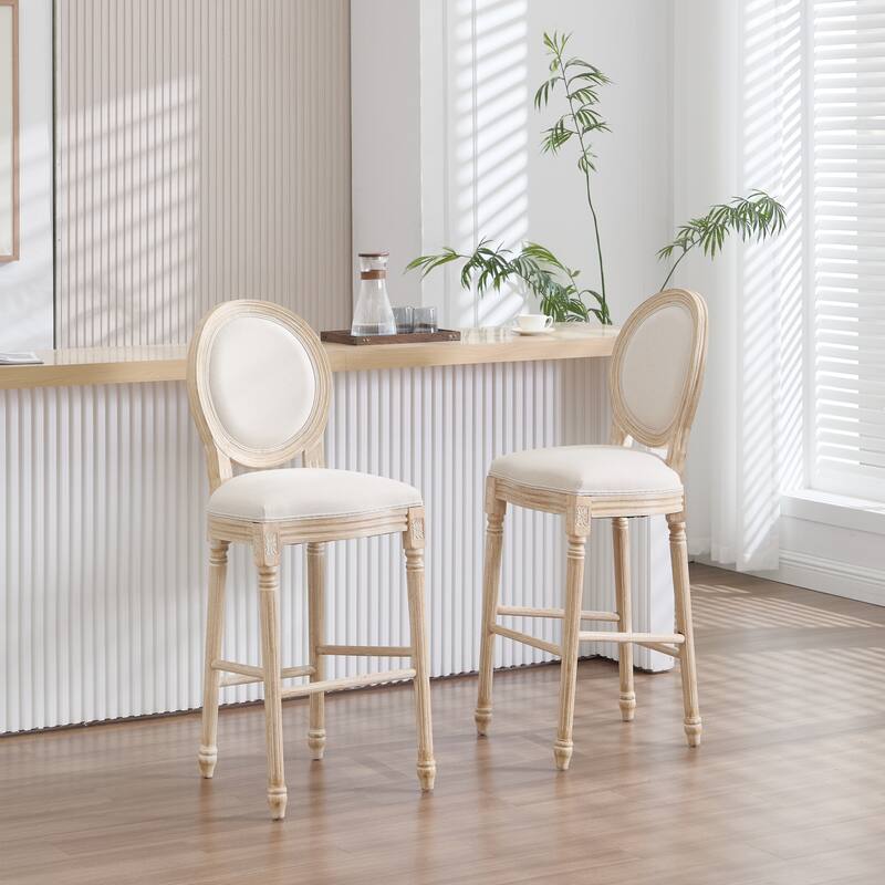 Dining Chairs Set of 2, Upholstered Chairs with Round Back, Wire Drawing and Carving Techniques,Disassemblable