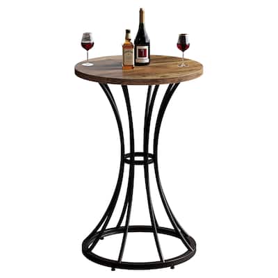 Round Bar Table for 2, 37.4" H Coffee Pub Stand, Cocktail Table