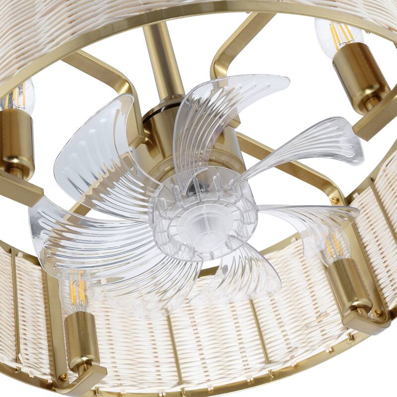 WINGBO Caged Ceiling Fan with Lights, Indoor 6 Speeds Reversible Ceiling Fans with Remote Control