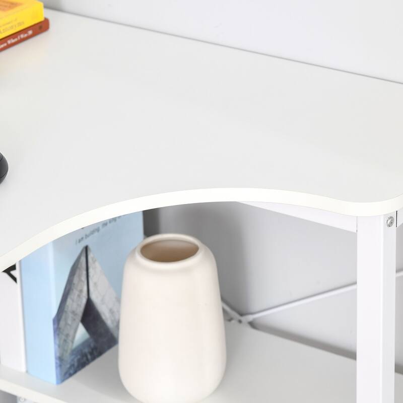 L-Shape Desk Computer Desk with 2 Side Shelves,Wide Workstation for Study
