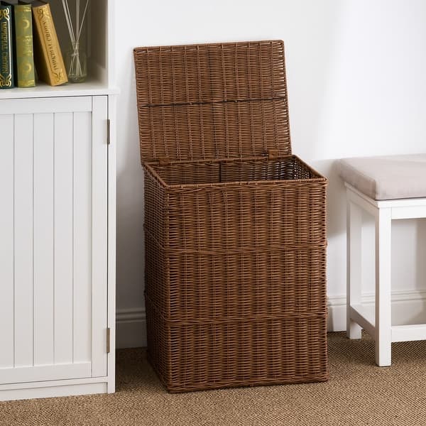 Martha Rectangular Woven Resin Wicker Laundry Hamper