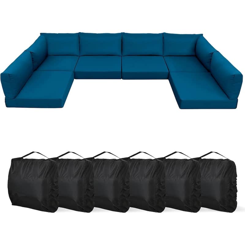 WINSOON 14 Piece Outdoor Furniture Replacement Cushions,Patio Seat Cushions - Dark Blue