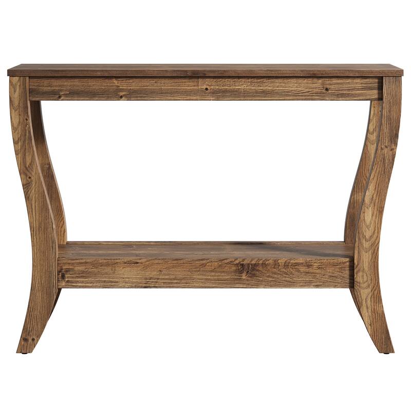 Solid Wood Console Table with Storage, Entryway Table with Shelf, Wooden Sofa Table for Living Room, Hallway, Foyer