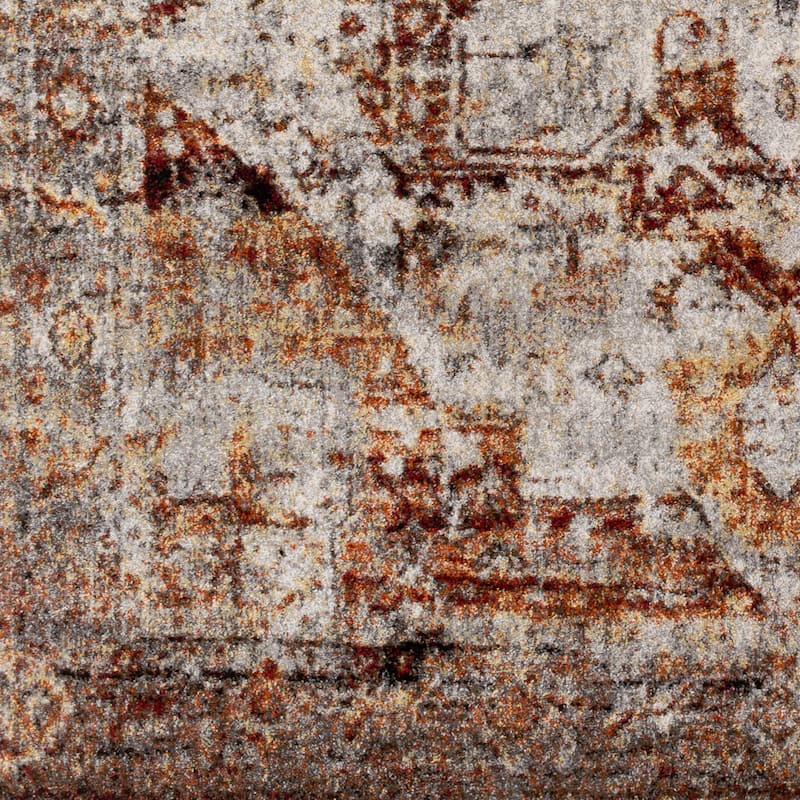 Emery Red & Grey Faded Vintage Medallion Area Rug - 7'10" x 10'6"