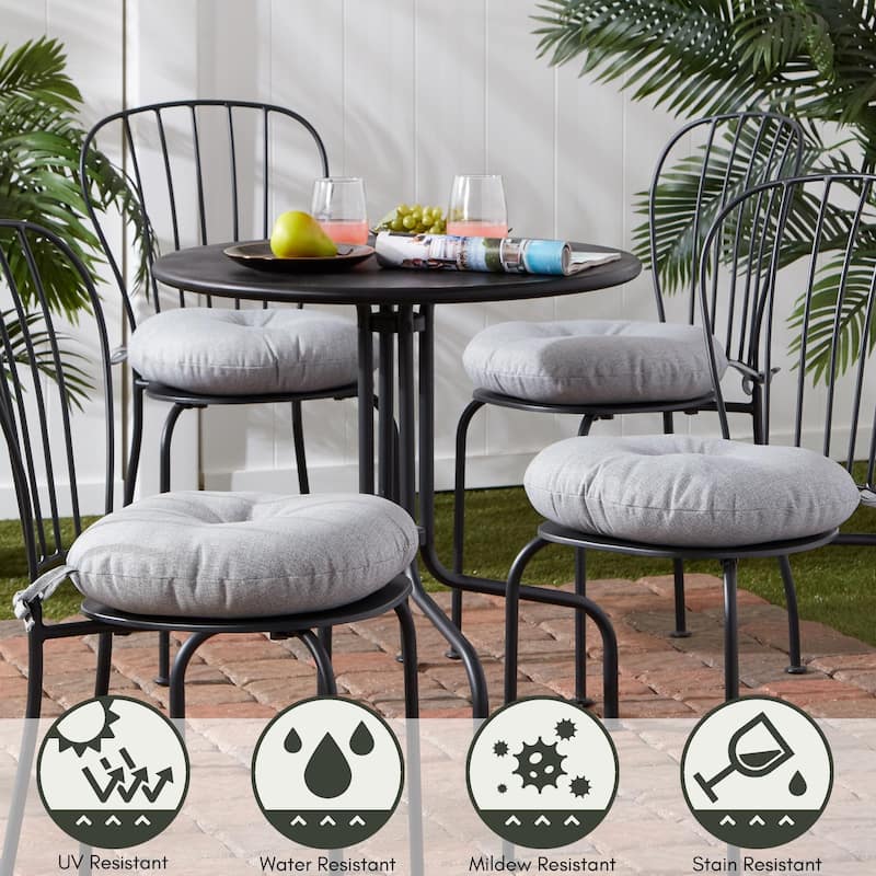 Outdoor 15-inch Round Bistro Chair Cushions (Set of 2)