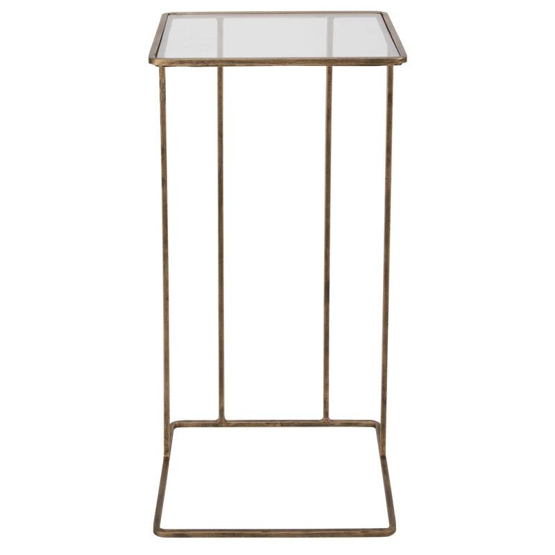 Uttermost Cadmus 12" Wide Hand Forged Iron Side Table with Glass Top