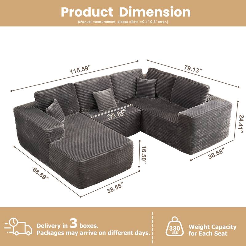 ​​OVIOS Cozy L-Shaped Lounger Sofa Set​