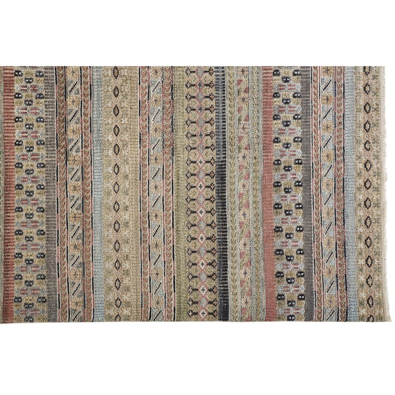 Grand Bazaar Eckhart Hand Knotted Stripes Transitional Area Rug
