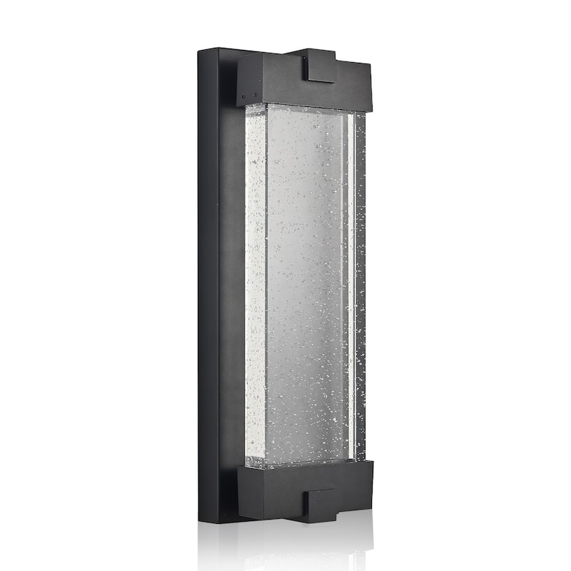 19"H Outdoor Aluminum Weatherproof Wall Sconce w/ Bubble Crystal Glass