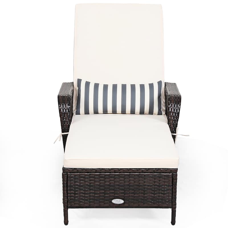 Costway PE Rattan Chaise Lounge Chair Armrest Recliner Adjustable - See Details