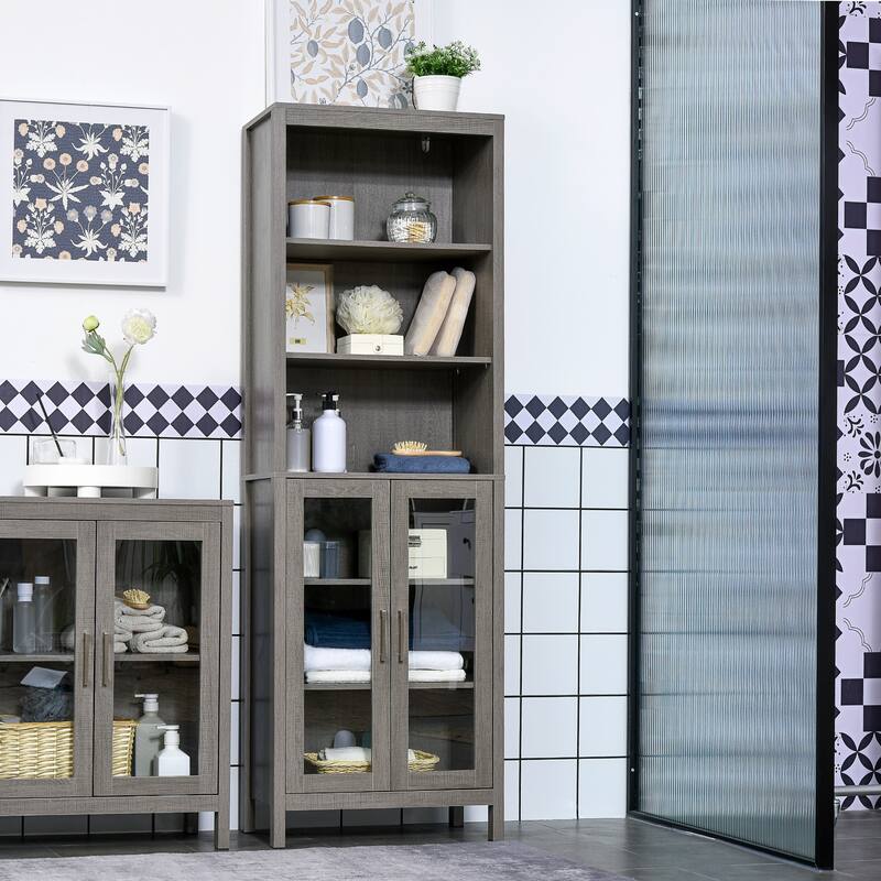 Kleankin Tall Bathroom Storage Cabinet With 3 Tier Shelf