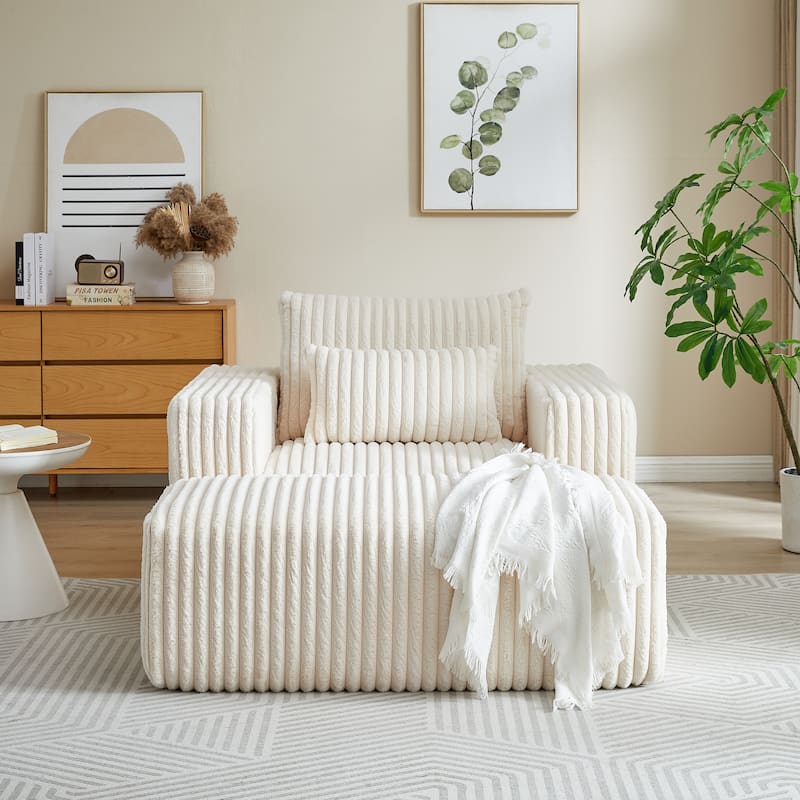 GDFStudio - Amelia Plush Corduroy Recliner Sofa with Removable Footrest for Relaxed Living Room Comfort