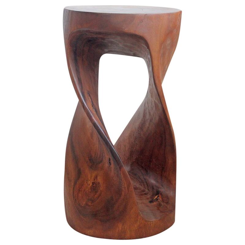 Haussmann® Round Wood Twist Accent Table 14in DIAx26in High Walnut Oil - 14 x 14 x 26