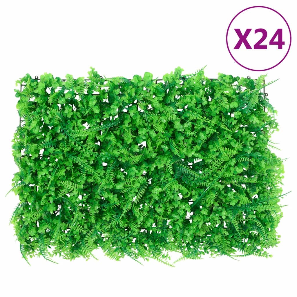 vidaXL Artificial Fern Leaf FenceÂ 24 pcs Green 15.7"x23.6" - 15.7" x 23.6"