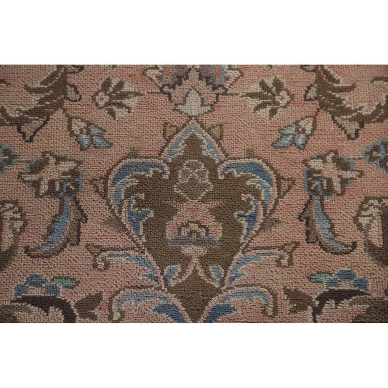 Hand Knotted Oriental 100% Wool Carpet Traditional Floral Pink Kashan Area Rug - 12' 5'' X 9' 5''