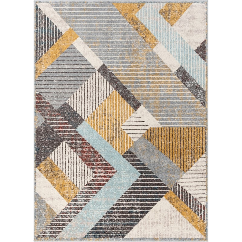 Well Woven Sydney Jacey Geometric Area Rug - 5' 3" x 7' 3" - Grey - Rectangle