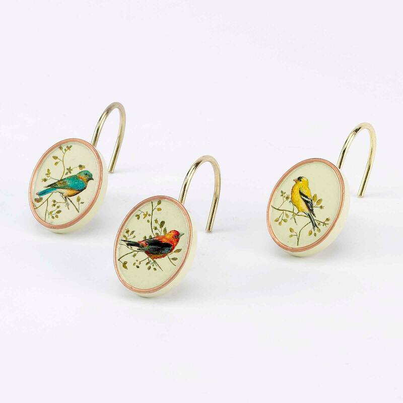 Avanti Linens Gilded Birds Shower Hooks - Ivory