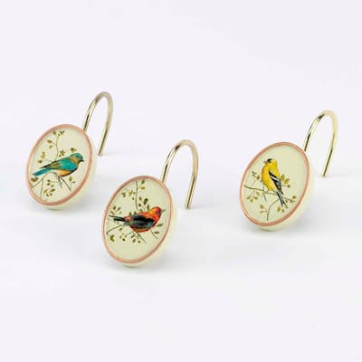Avanti Linens Gilded Birds Shower Hooks - Ivory