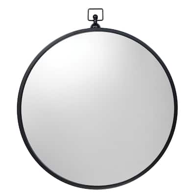 Alden Décor Hannah Iron Round Mirror, Black
