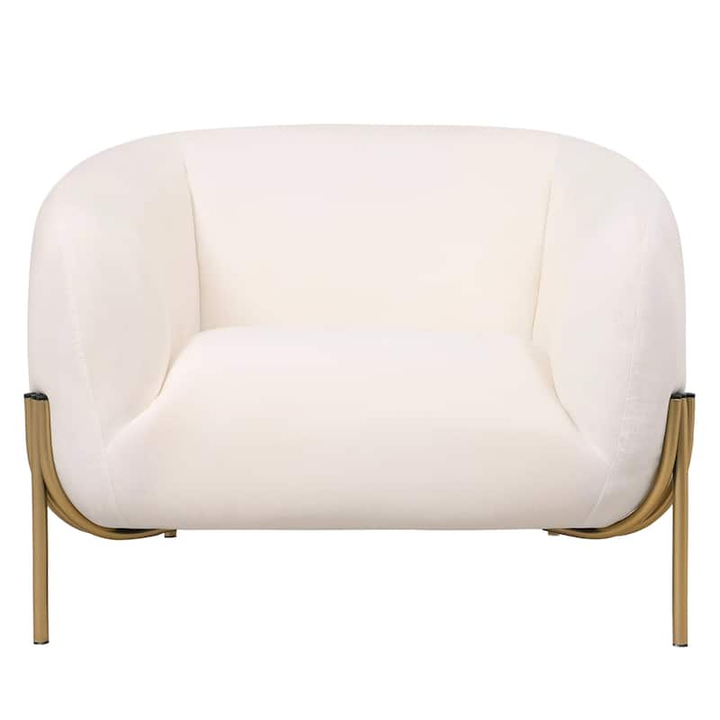 Zuno Mid Century Modern Upholstered Accent Armchair with Gold Metal Base, Plush Foam Cushioning, and Easy Assembly Design