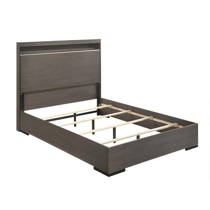 Belmont Grey Oak LED Panel Bed - King