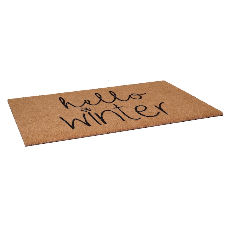HomeRoots 17" X 29" Brown And Black Christmas Outdoor Coir Door Mat - 17.00' X '29.00