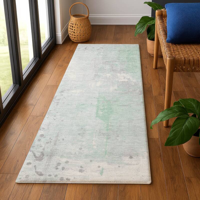 Premium Washable Super Soft Abstract Modern Mayfield Rug - 2'3" x 7'6" - Mint.