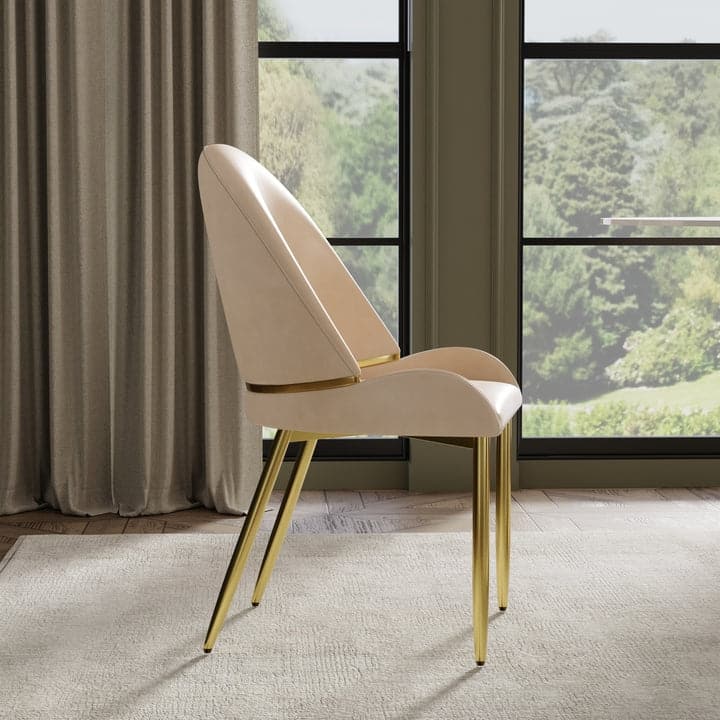 PU Leather Dining Chair with Brushed Metal Frame, Set of 2