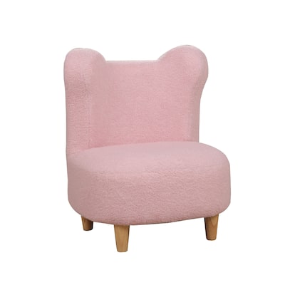 Pink Teddy Bear Kids Chair with Foam Seat and Washable Teddy Fabric