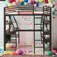 preview thumbnail 11 of 18, Twin Size Modern Style White Loft Bed with 4 Layers of Shelves and L-shaped Desk,Maximized Space,Easy Assembly Black