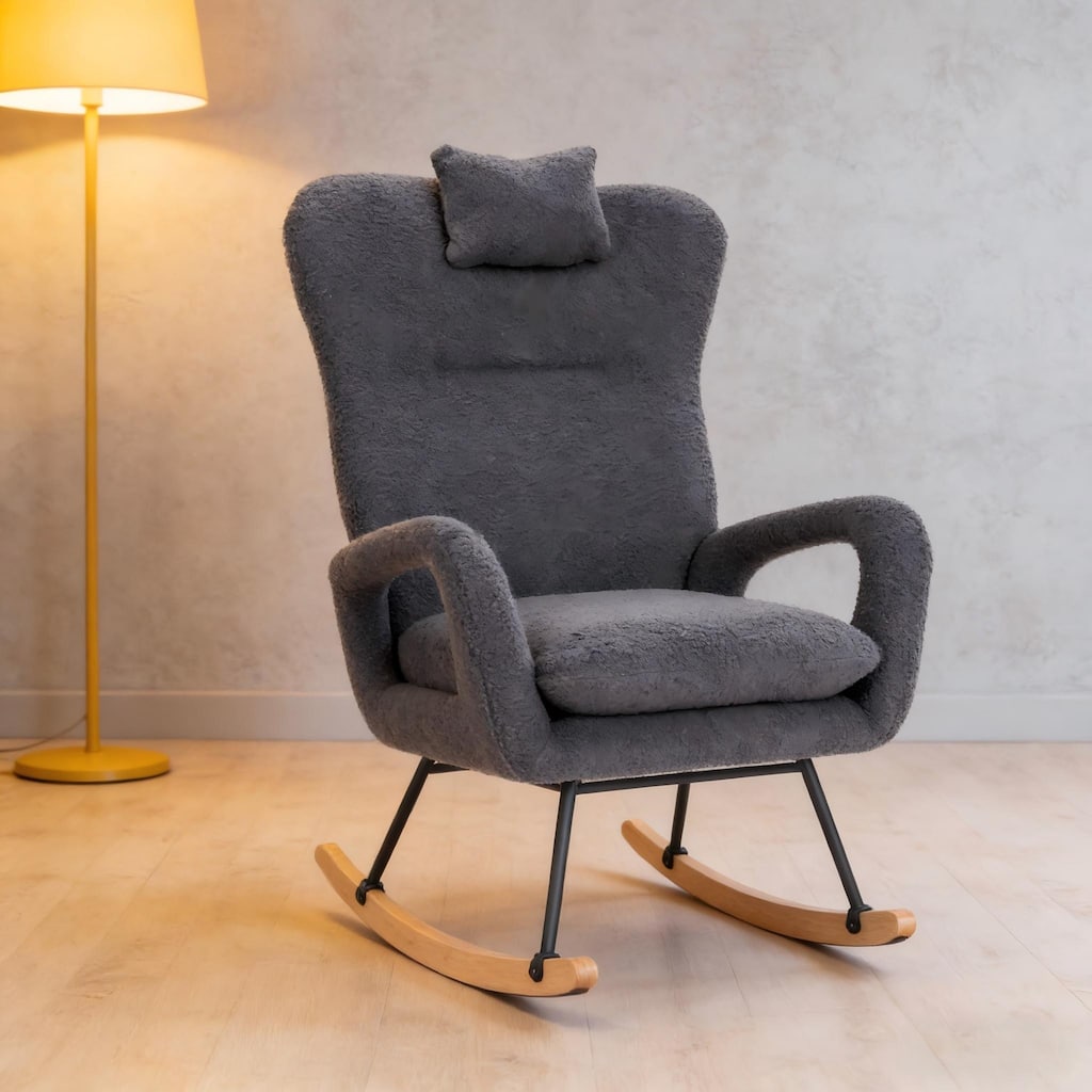 Teddy Upholstered Nursery Rocking Chair for Living Room Bedroom