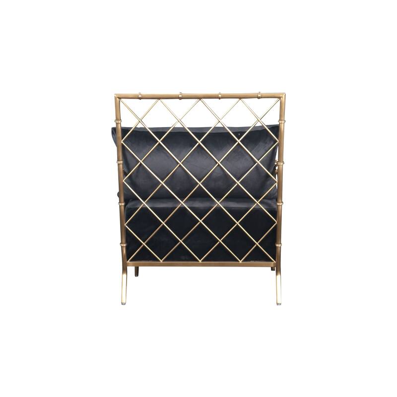Divani Casa Ignacio Glam Black Velvet & Gold Accent Chair