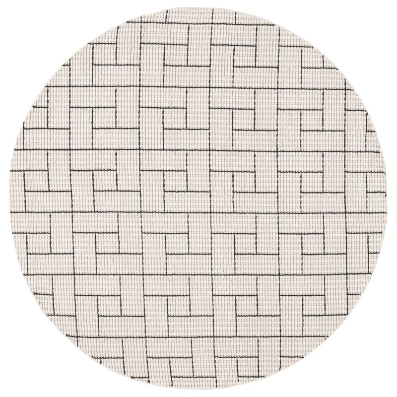 SAFAVIEH Hand-Loomed Natura Gauja Transitional Wool Rug - 6' Round - Ivory/Black