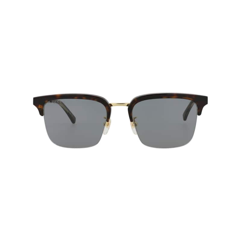 Gucci Square-Frame Acetate Sunglasses - Havana Gold Grey - Brown - Grey Lens