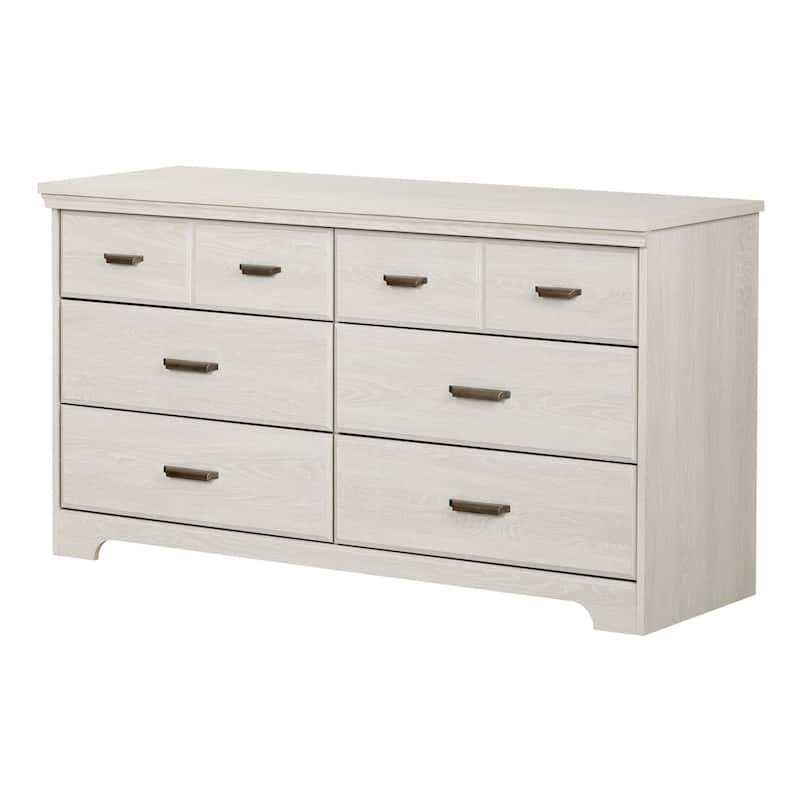 6 Drawer Dresser Double Chest of Drawers Modern Bedroom Storage Organizer Winter Oak Finish