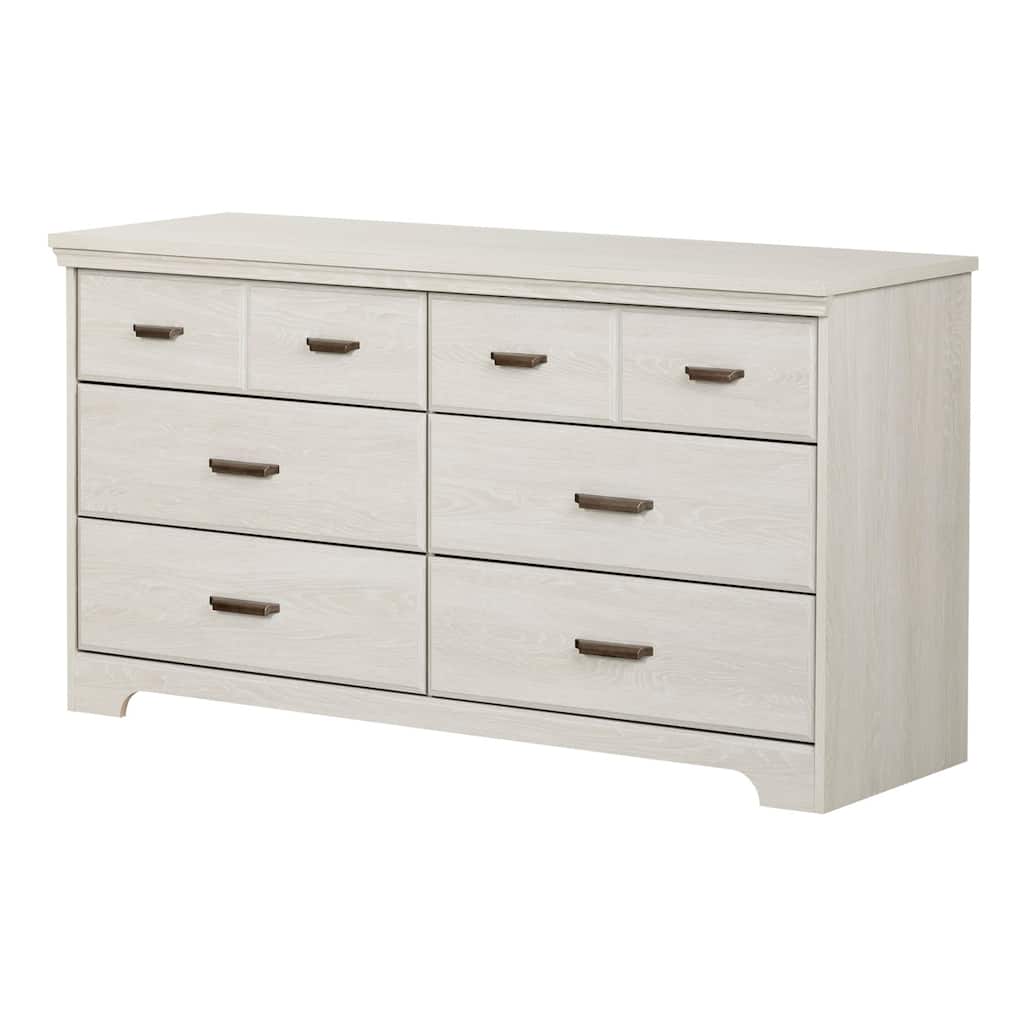 6 Drawer Dresser Double Chest of Drawers Modern Bedroom Storage Organizer Winter Oak Finish
