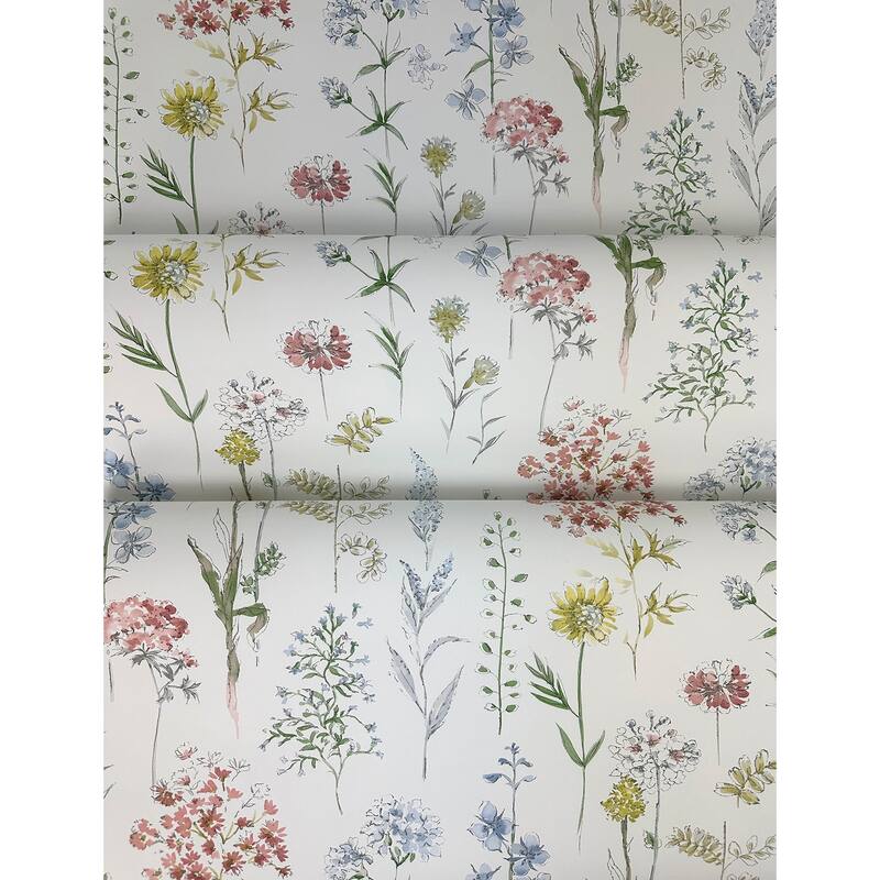Chesapeake Bergamot Multicolor Wildflower Wallpaper