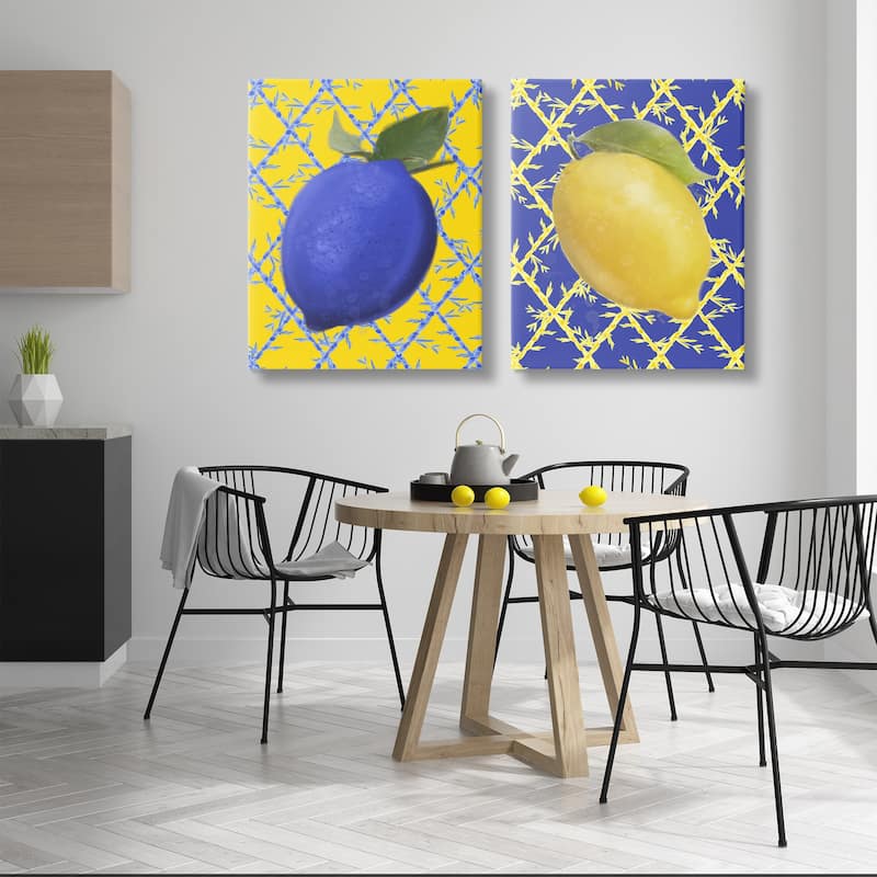 Stupell Bold Blue & Yellow Lemons Canvas Wall Art Design By Matthew Piotrowicz (Set of 2)