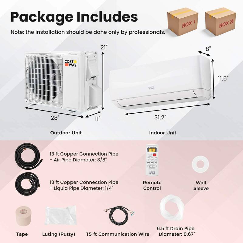 Costway 9000 BTU Mini Split Air Conditioner & Heater with 0.75 Ton - See Details