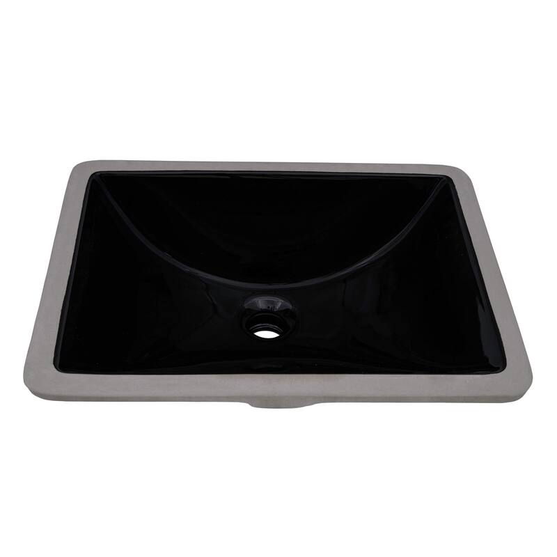 Ruvati 16 x 11-3/4 inch Undermount Bathroom Vanity Sink Black Rectangular Porcelain Ceramic - RVB0718BK