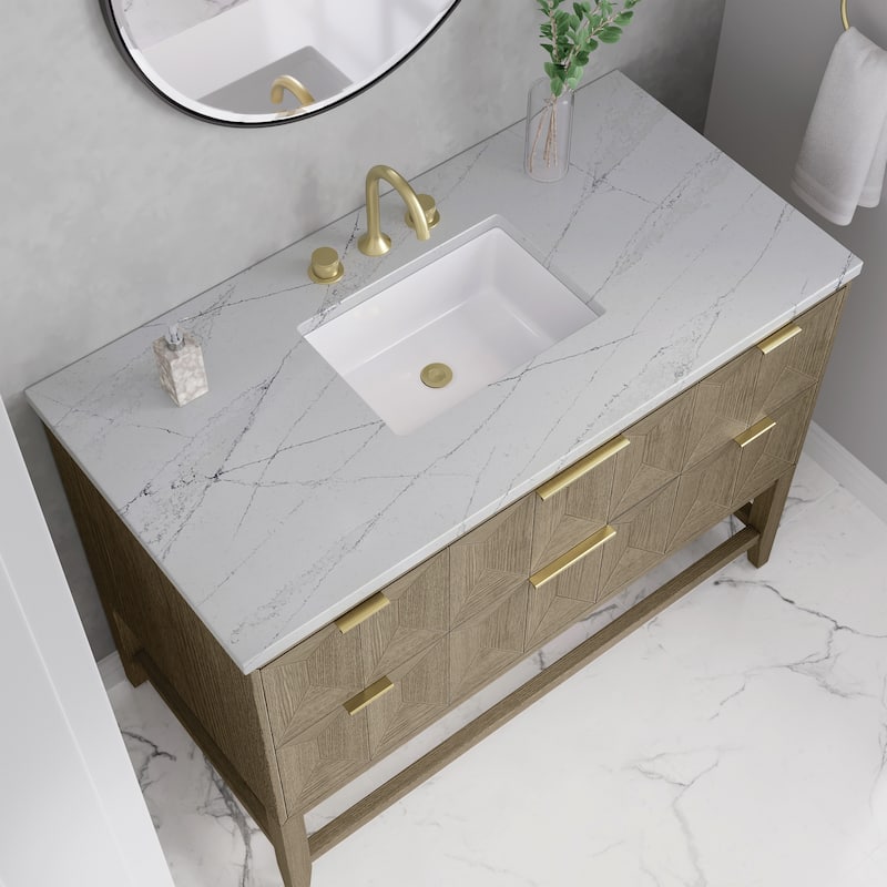 James Martin Vanities Emmeline 48" Single Vanity, Pebble Oak - Ethereal Noctis