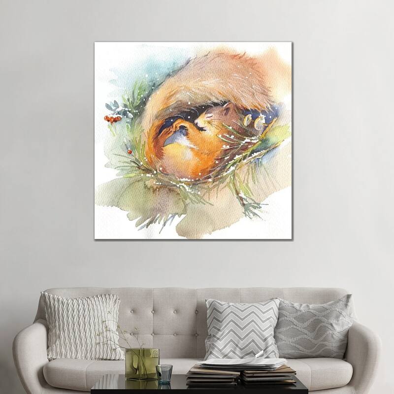 iCanvas "Sleeping Squirrel" by Marina Ignatova Canvas Print