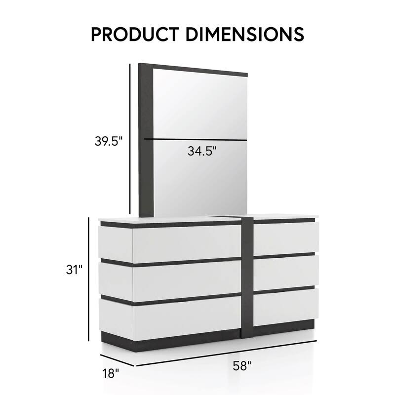 Conjira Modern White Wood 6-Piece Platform Bedroom Set (USB) by Furniture of America