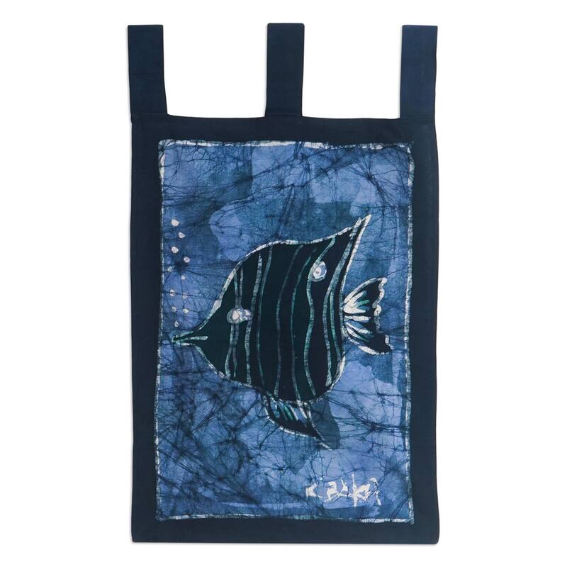 Novica Handmade Angel Blowing Bubbles Batik Cotton Wall Hanging