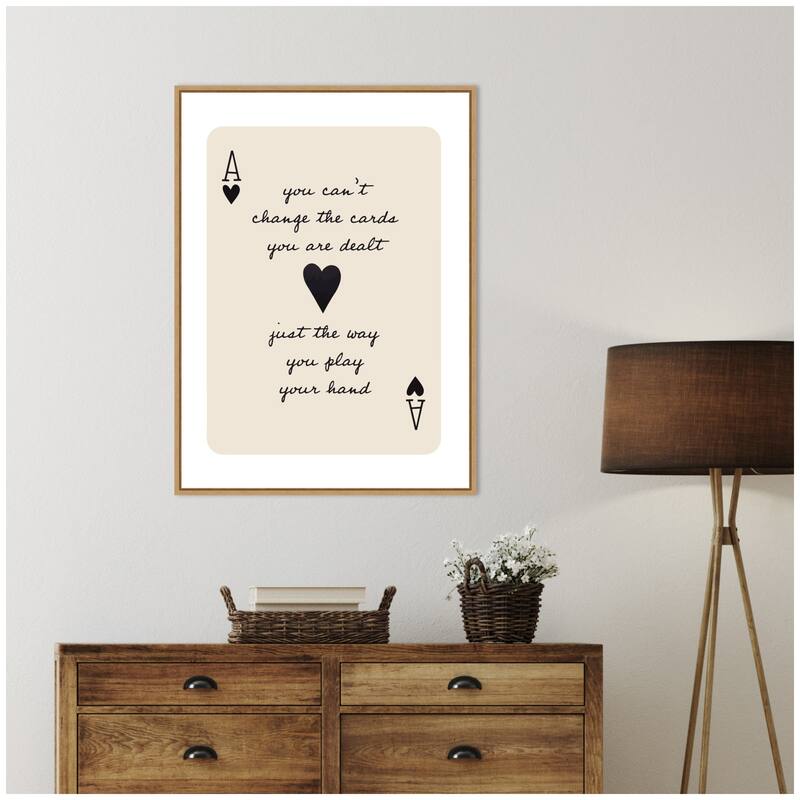 Kate and Laurel Ace of Heart Cards Positive Quote expansion by The Creative Bunch Studio Framed Canvas Wall Art Print