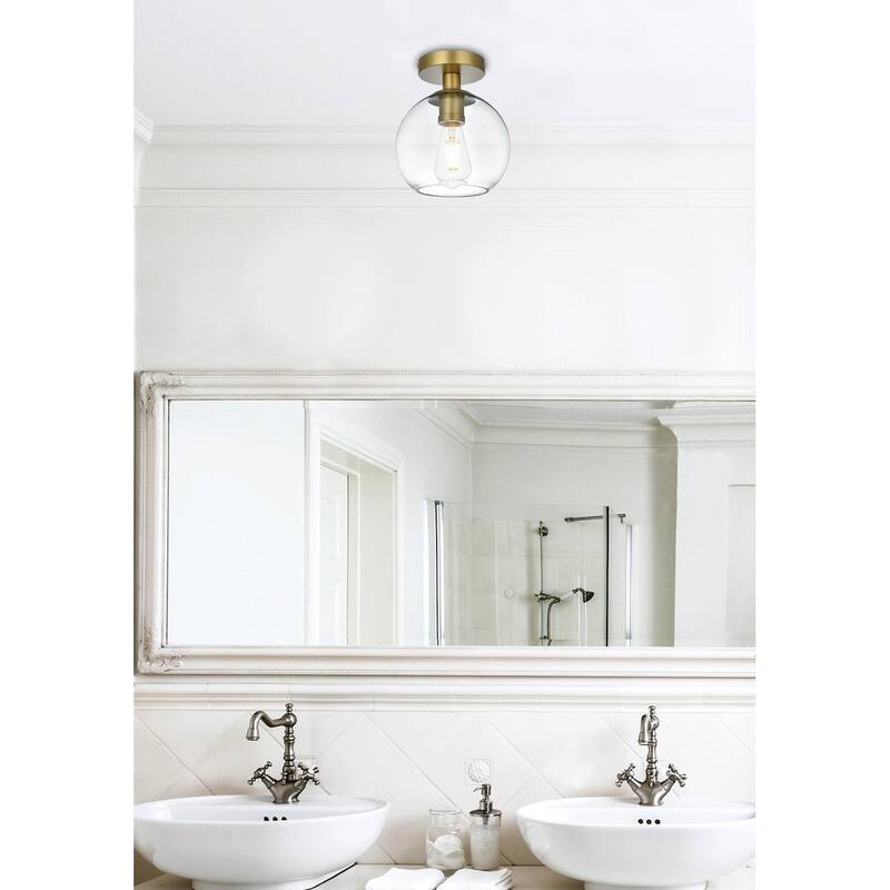 Elegant Lighting Baxter Single Light 8" Wide Semi-Flush Globe Ceiling
