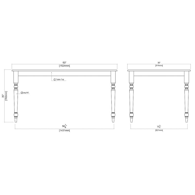 Windsor Rectangle Dining Table - Cream